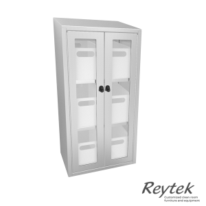 Glass Door Cabinet w/ Bins