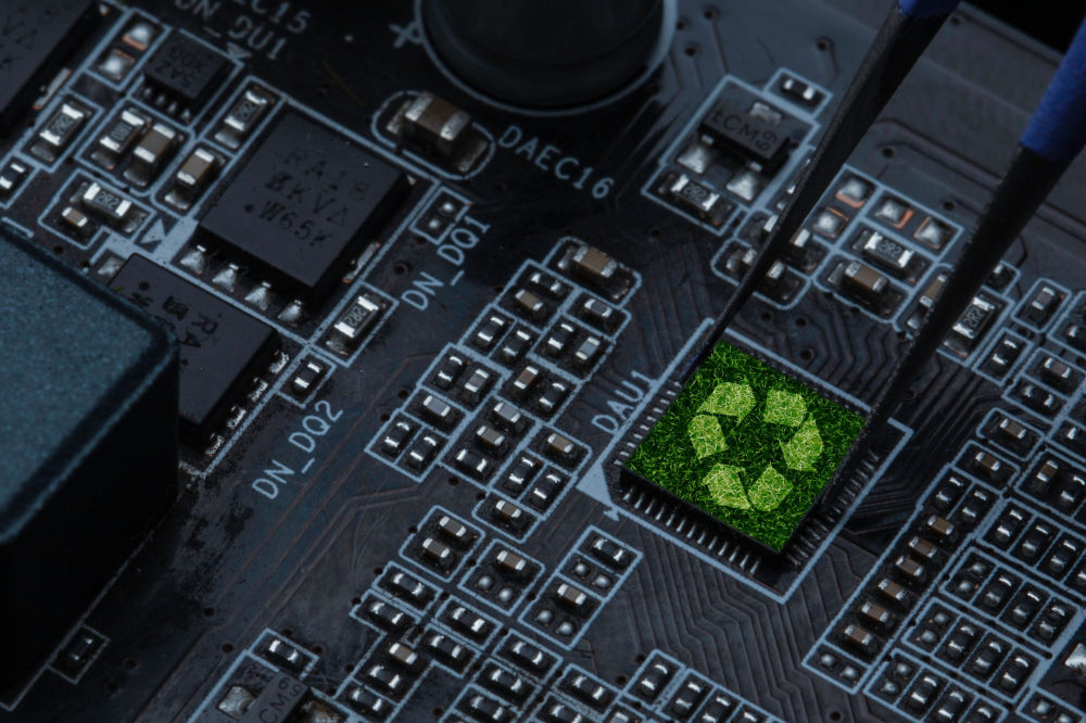 Circuit board with environmentally friendly logo on it